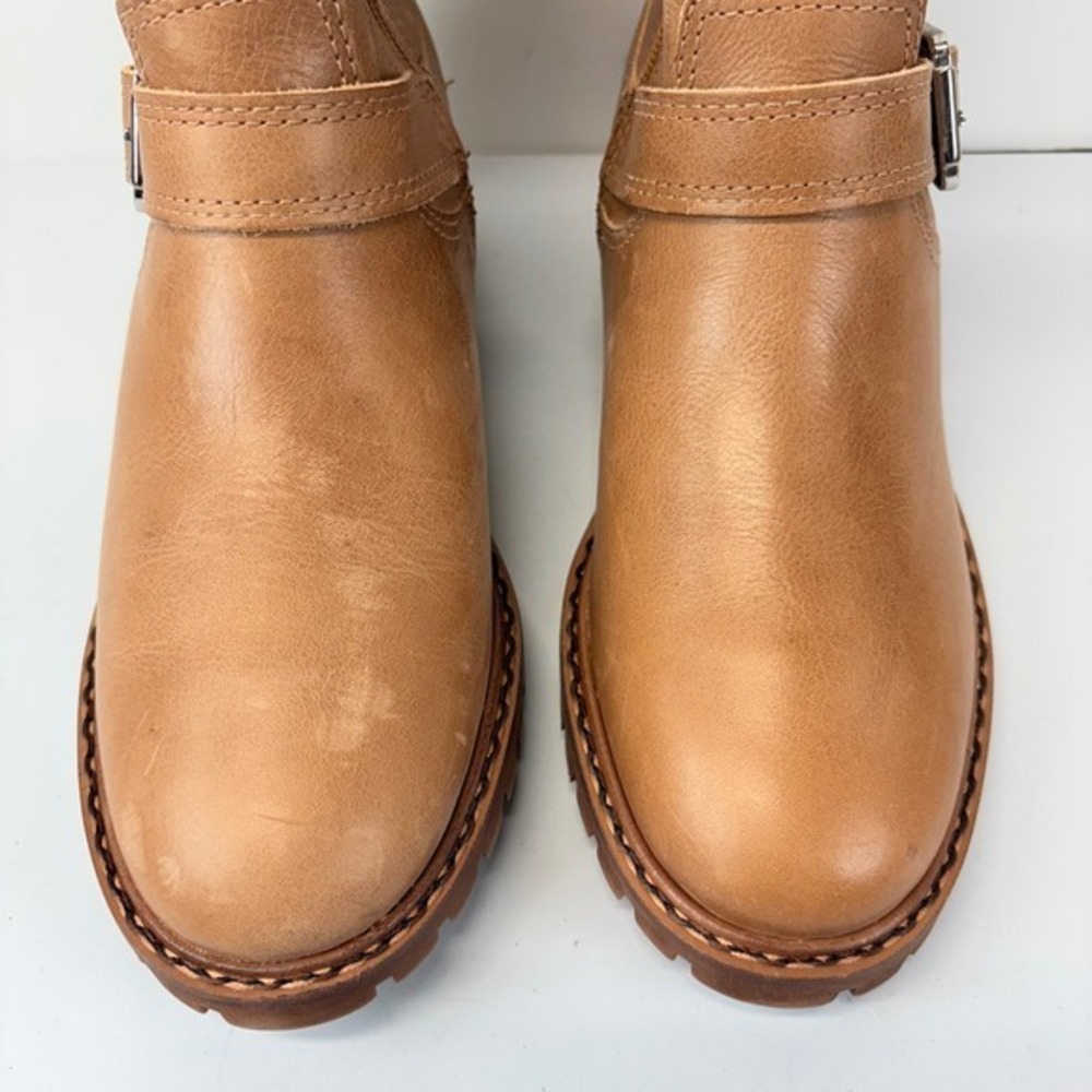 Lucky Brand Kenadie Womens 7.5M‎ Ankle Boots Leather Yurt Brown Stacked Heel - Picture 3 of 8